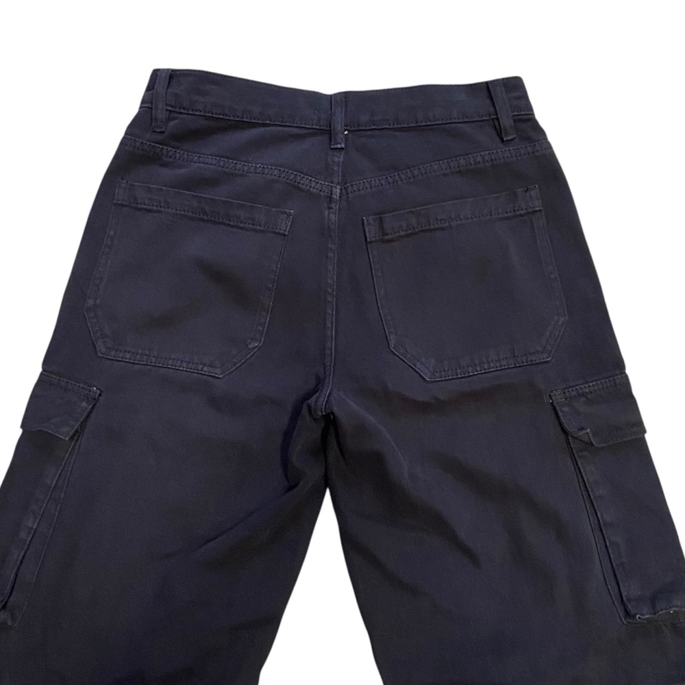 Pacsun Black Asymmetrical '90s Baggy Cargo Jeans Pants 26 Small Wide Leg - Picture 8 of 15